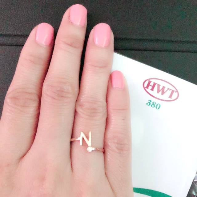 Cincin huruf emas hwt kadar 375 huruf N