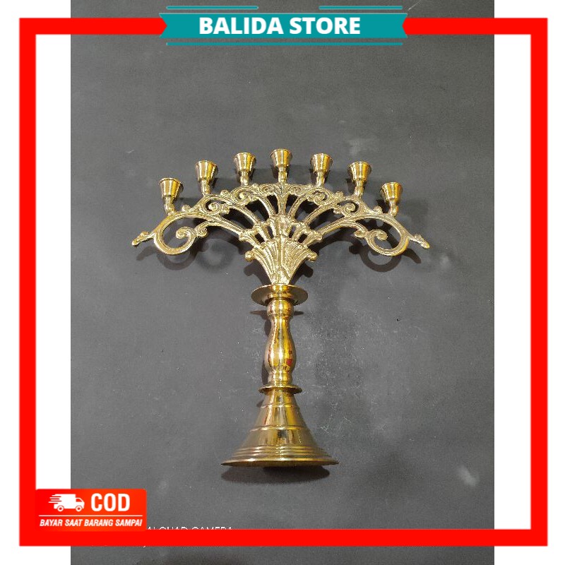 Tempat Lilin Kuningan Kipas Cabang 7