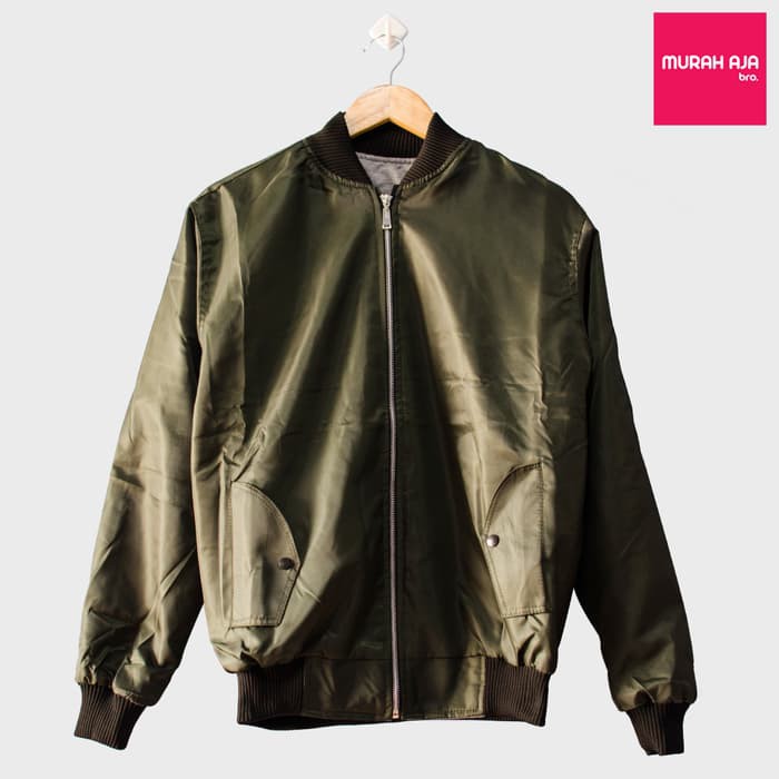 JaketPria SweaterJaket Bomber Fashion Multifungsi - Green Army