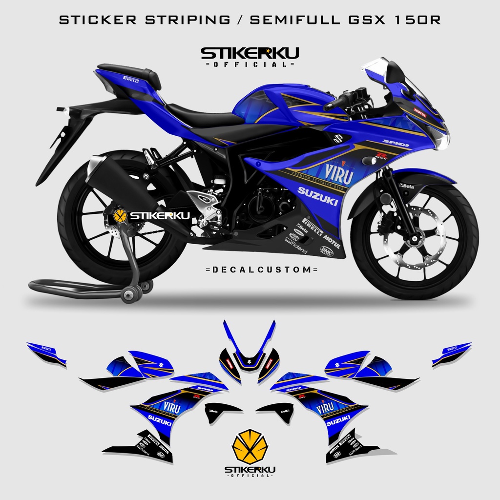 STIKER DECAL STRIPING GSX R150 / DECAL STIKER SEMI FULL BODY GSX 150 R / STICKER SUZUKI GSX 150R / S
