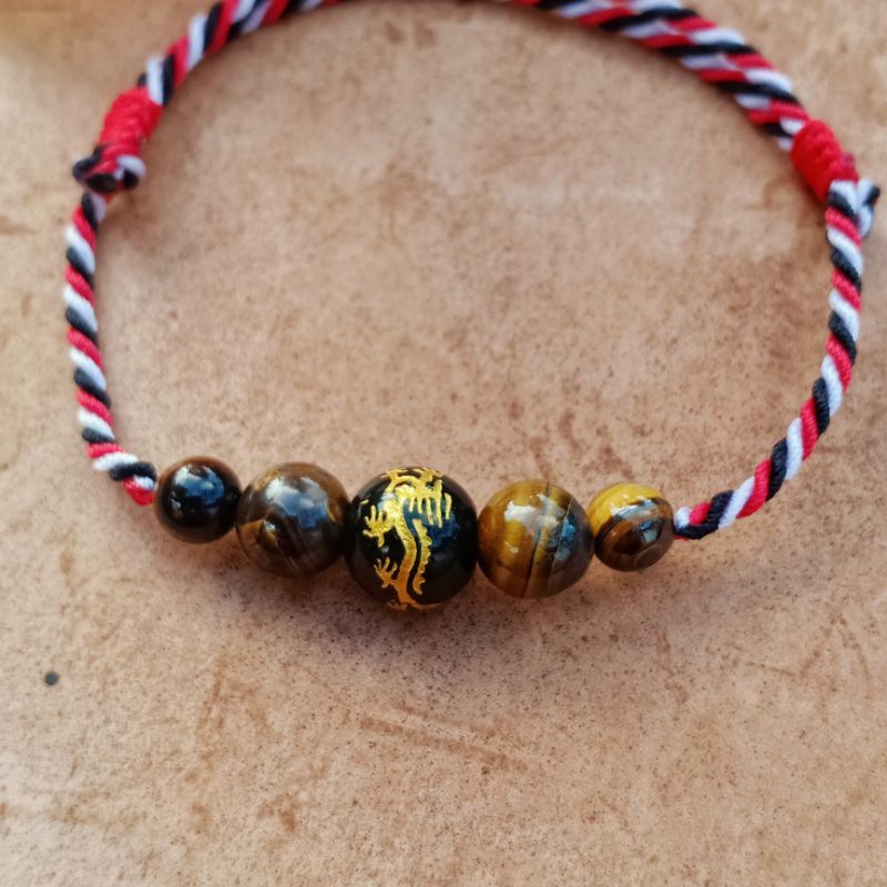 Gelang Tridatu Naga Mas Tiger Eye Mata 5 / Gelang Tridatu Batu Alam / Gelang Tridatu Batu Alam / Gelang Tridatu Custom / Tridatu Khas Bali Murah / Oleh Oleh Bali Murah / Gelang Batu Alam / Craftdewata