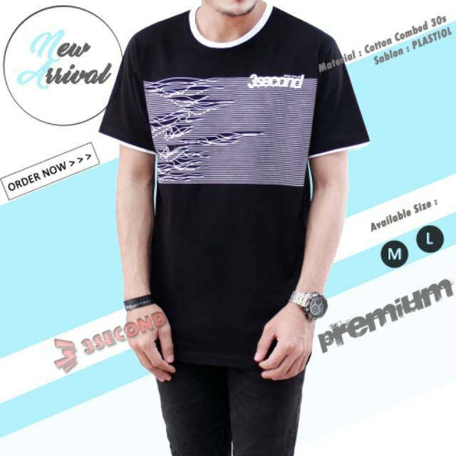 TS01 Kaos Three Second Lengan Pendek Pria Wanita