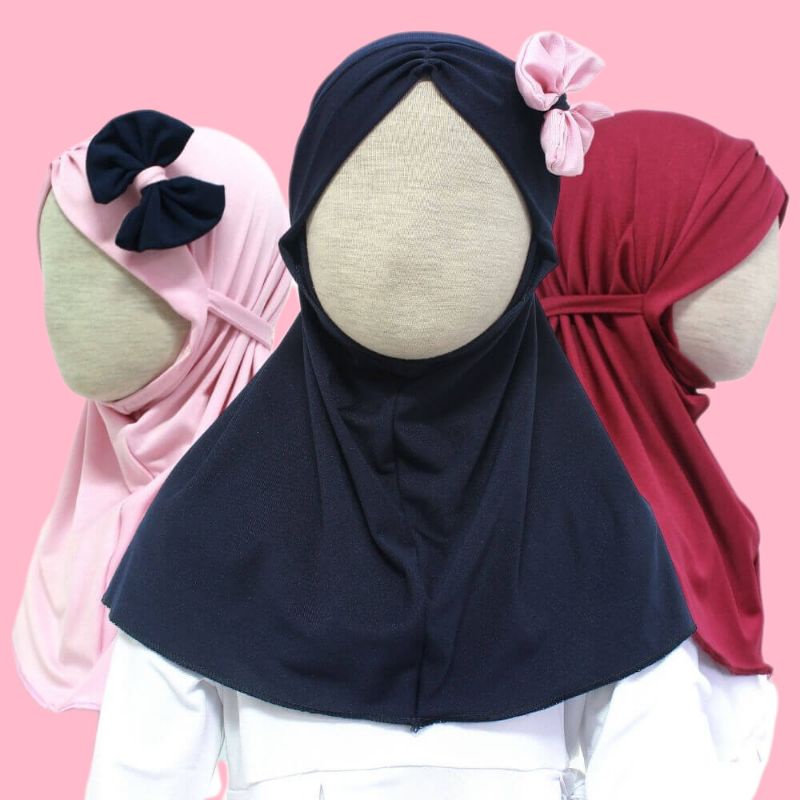 Jilbab Anak Pita Pinggir Jersey/Bergo Bayi/Hijab Anak Perempuan Pita