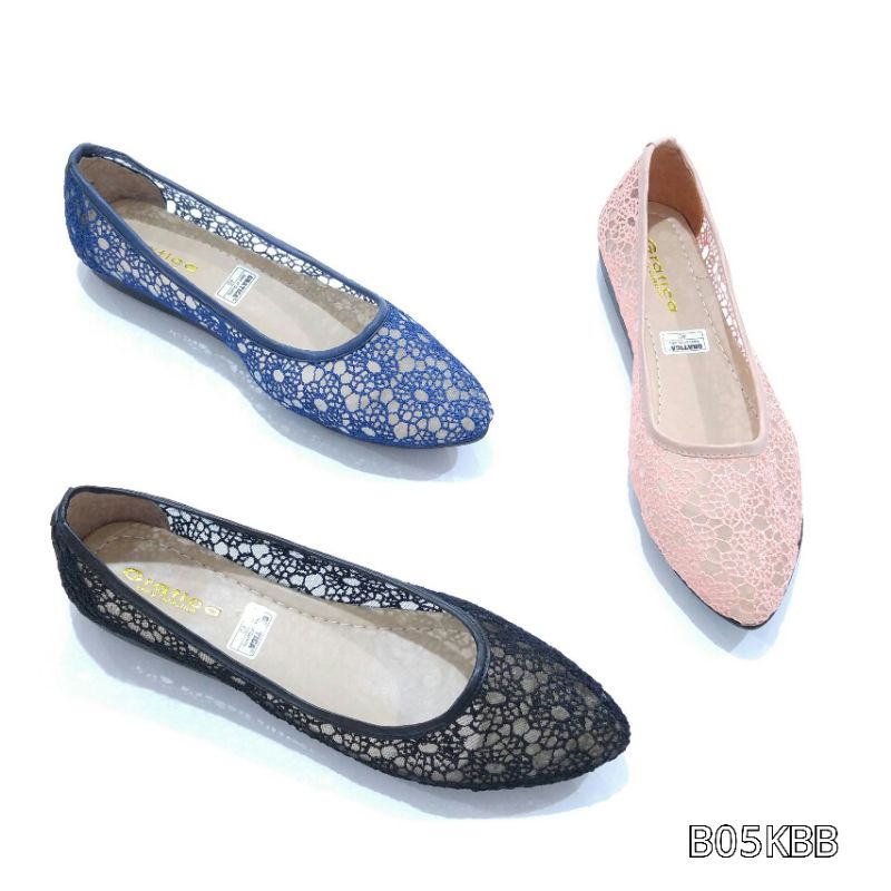 BORNEO - SEPATU B05KB FLATSHOES GRATICA   BRUKAT HITAM-SALEM