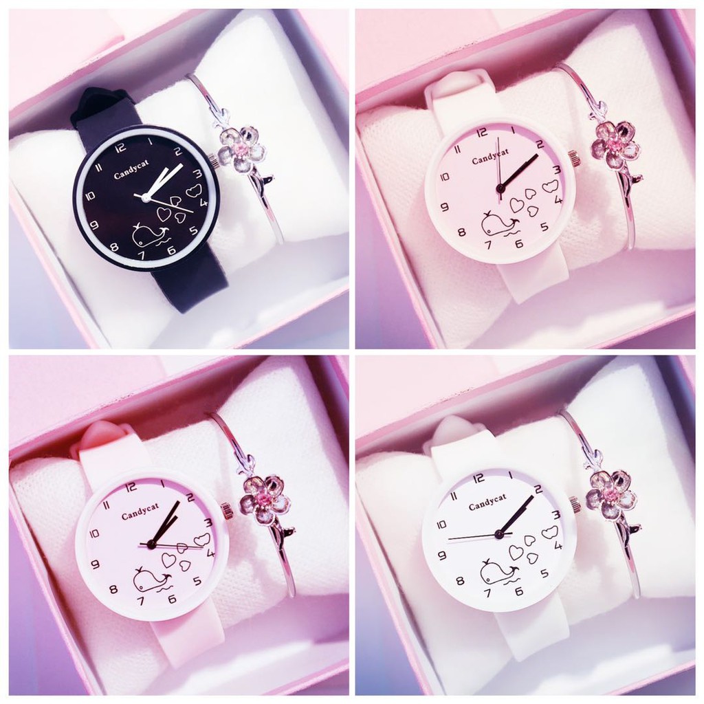 Jam Tangan Wanita Casual Lucu Sederhana Jam Candycat Jam Tangan Ikan Candy Cat Watch