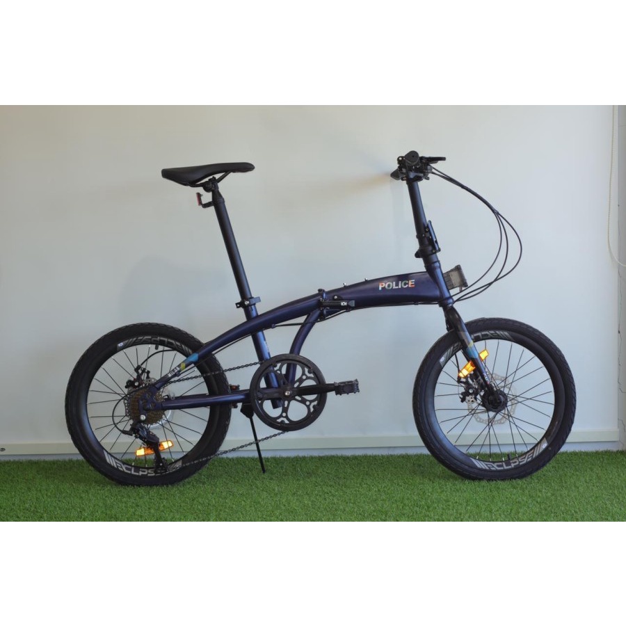Khusus Exspedisi Sepeda Lipat Element Police Folding Bike Milan 20 Inch 8 Speed New 2021 Garansi Termurah-Dark Blue
