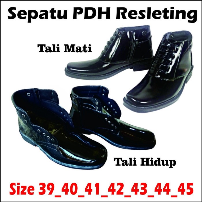 BlackPiinkMilitary        Sepatu pantofel pdh pdl tali hidup kilap tanpa semir