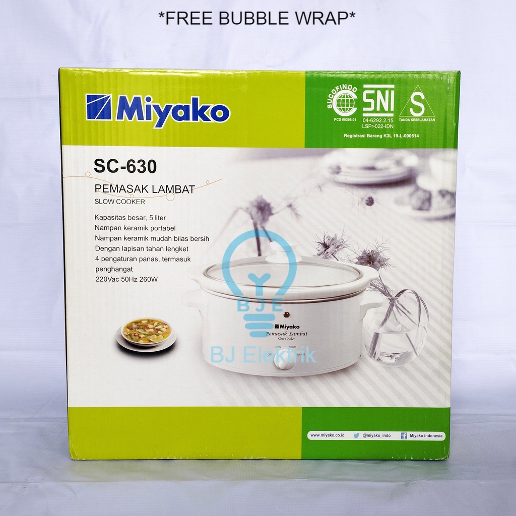 Pemasak Lambat Slow Cooker Miyako SC-630 5 Liter 5L Pot Keramik Food Grade Kapasitas Besar Untuk Mem