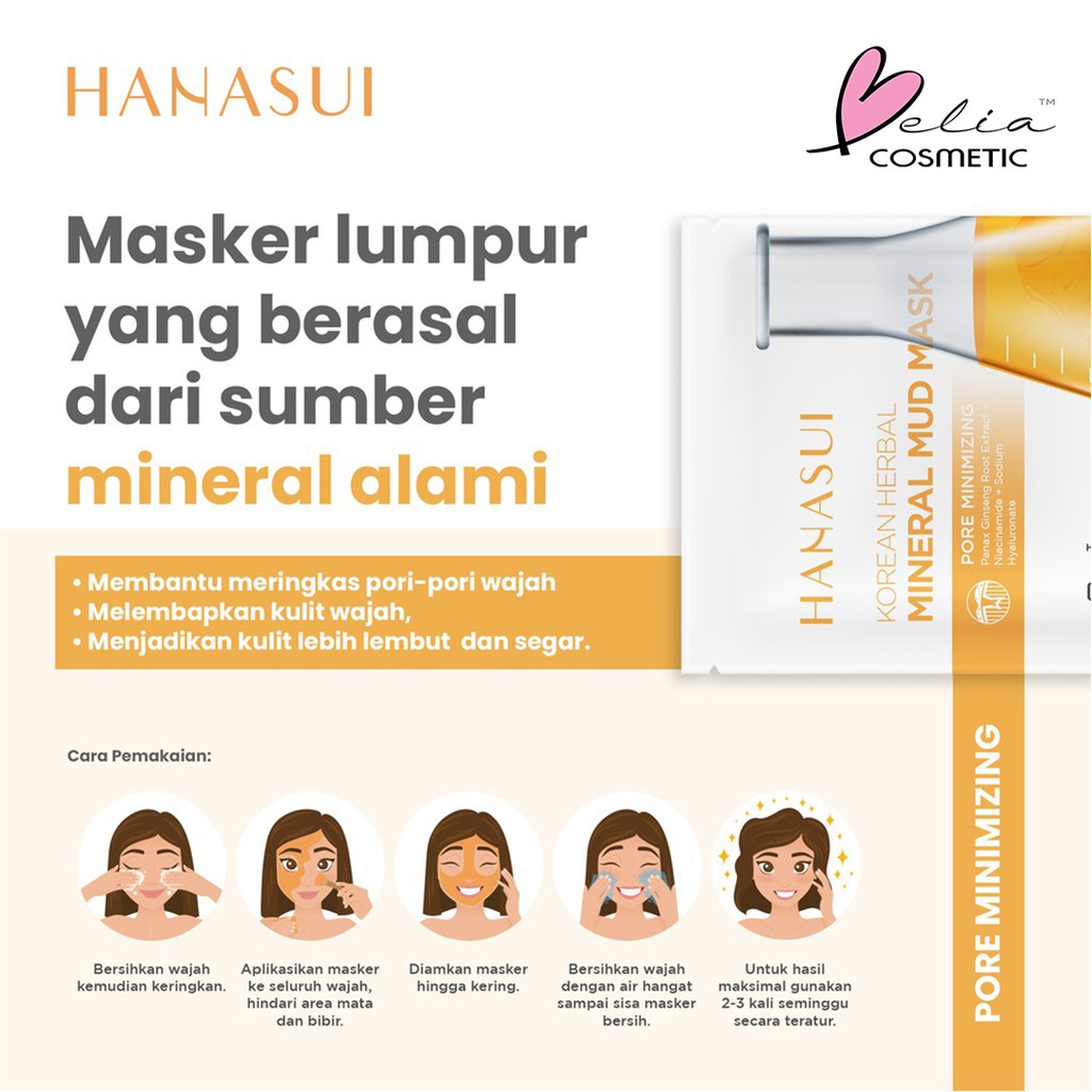 ❤ BELIA ❤ HANASUI Mineral Mud Mask ✔️BPOM Japanese Flower. Asian Heritage. Korean Herbal 7g