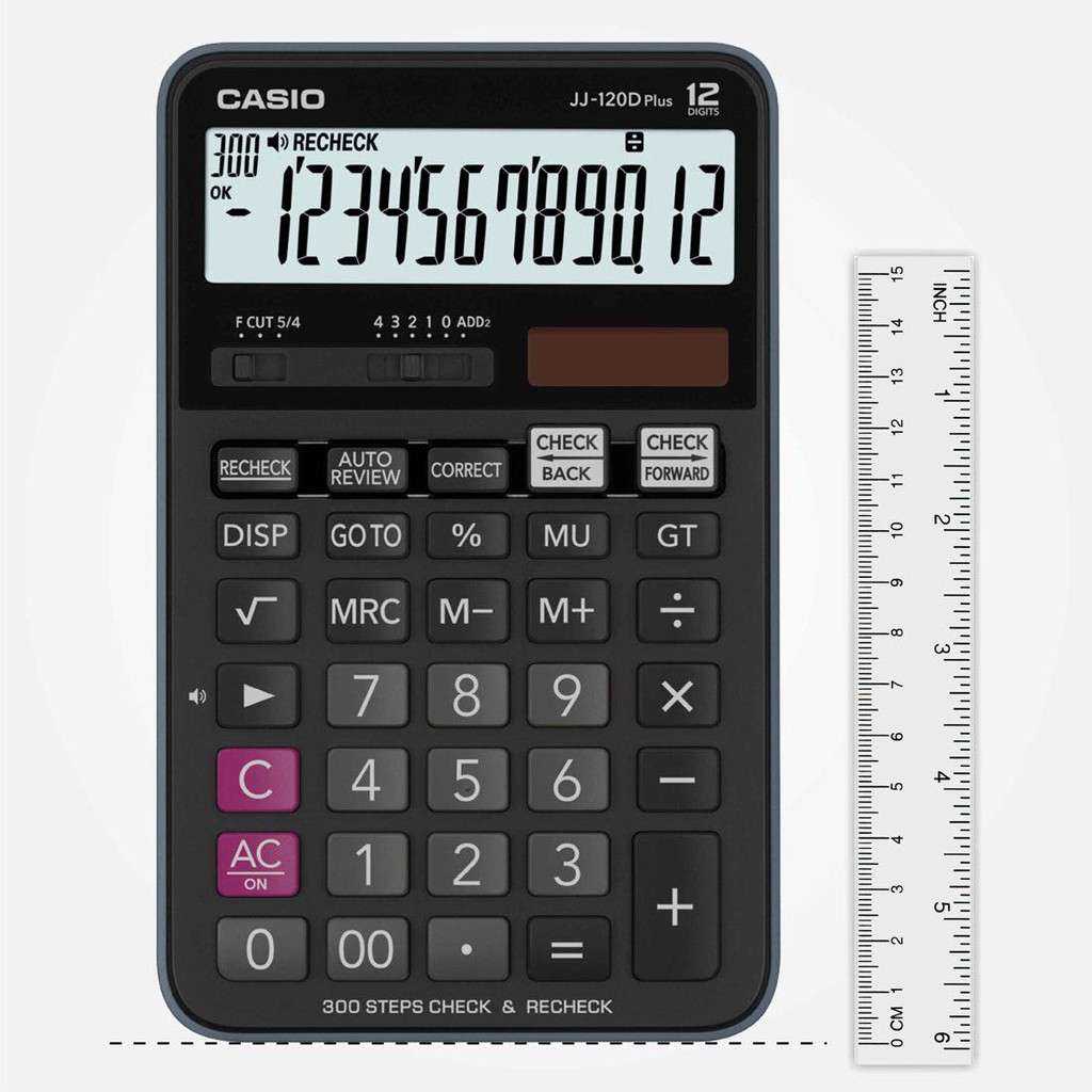 

KALKULATOR CASIO JJ 120D PLUS ORIGINAL - 12 DIGIT - CHECK - CORRECT - EXTRA LARGE DISPLAY - 2 POWER