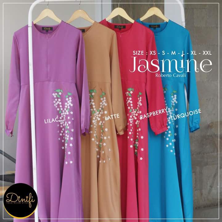 Gamis best seller bordir set khimar | Jasmine by Dinifi | Gamis Roberto Cavalli