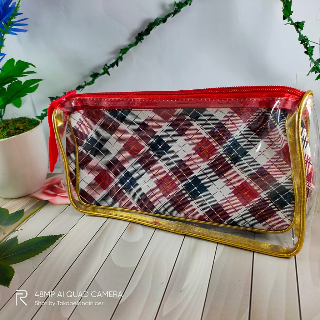 DOMPET KOSMETIK MOTIF KOTAK SERBAGUNA TOKOPELANGINICER