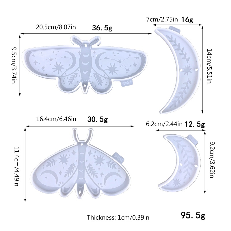 Cetakan Resin Epoksi Bentuk Butterfly Moon Bahan Silikon Untuk Dekorasi Dinding