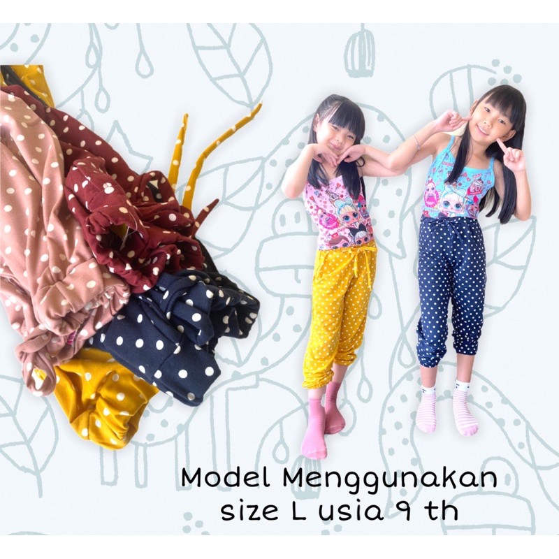 Celana Panjang Jogger Anak Perempuan Cewek 3-10 Tahun Motif Polkadot / Celana Panjang Joger Anak