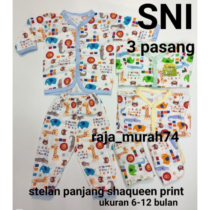 3 pasang stelan pjg shaqueen print SNI