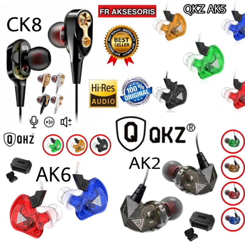 Headset QKZ AK6 / QKZ AK2 / QKZ AK5 / QKZ CK8 Earphone Gaming Bass Hires Original