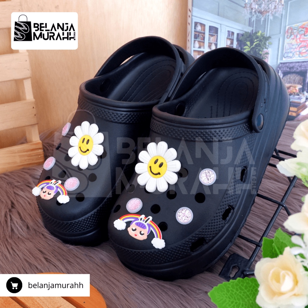 Wedgess Wanita Crocs Classic Korean Style / Sandal Kodok wanita polos Anti slip Warna cantik