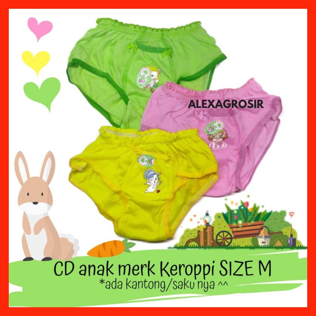 GROSIR 12 PCS CELANA DALAM ANAK  SAKU KEROPI MOTIF PITA UMUR 1-2 TAHUN M