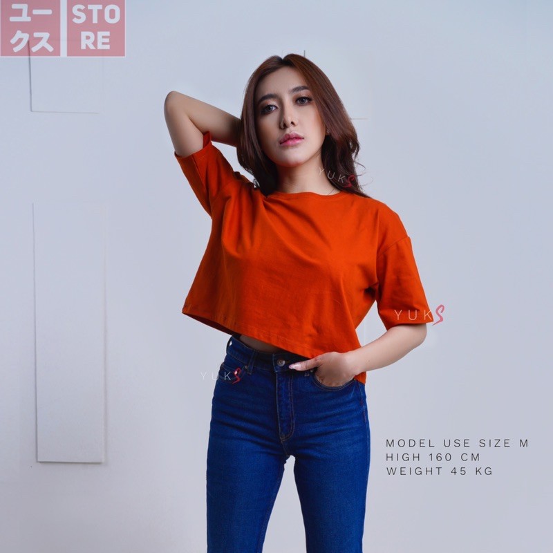 KAOS OVERSIZE CROP TOP POLOS WANITA TSHIRT BAJU OVERSIZED TEE CROPTOP TEBAL ATASAN COTTON COMBED 24s BASIC