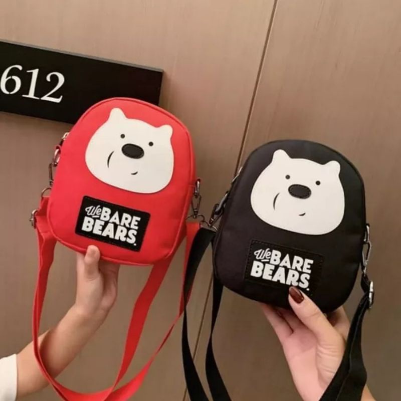 TAS SLING BAG WANITA MINI WE BARE BEAR/SLING BAG KANVAS/ TAS SELEMPANG MURAG