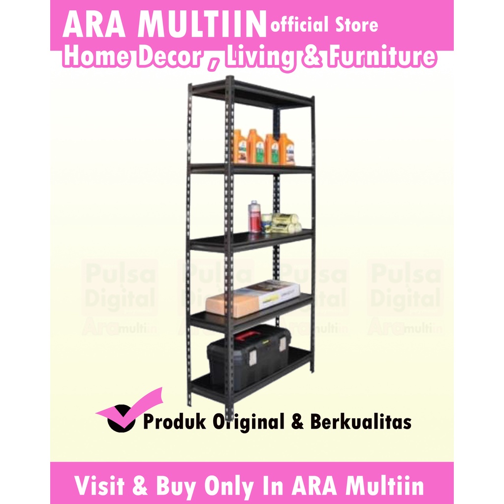 TACTIX RAK BESI 5 TINGKAT / RAK PENYIMPANAN-HITAM