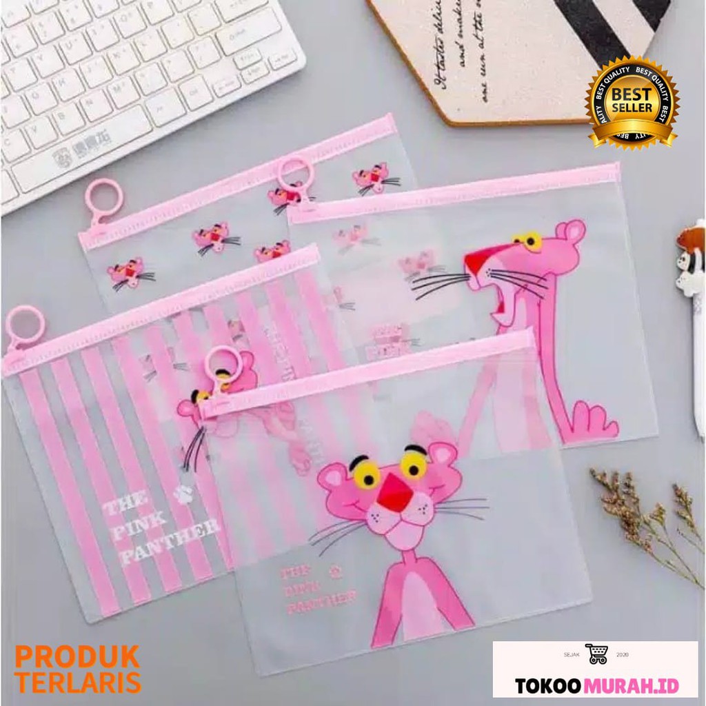 

(TM.ID) Tempat Pensil Transparan Unicorn & Pink Panther / Map File Unicorn / Zipper Bag