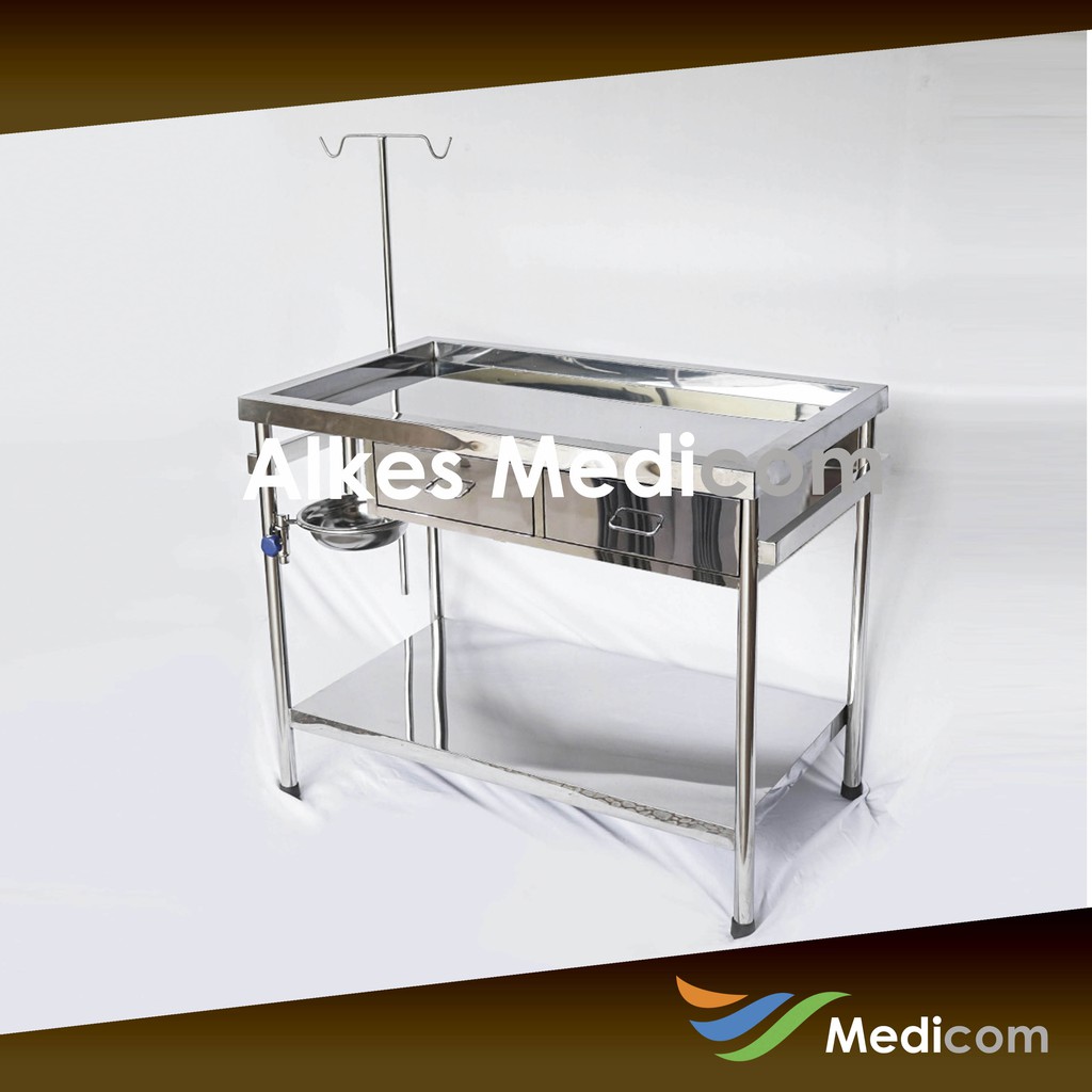 Meja Periksa Hewan + Laci Stainless | Operasi Binatang 120x60x80cm - SS 201 (1mm)