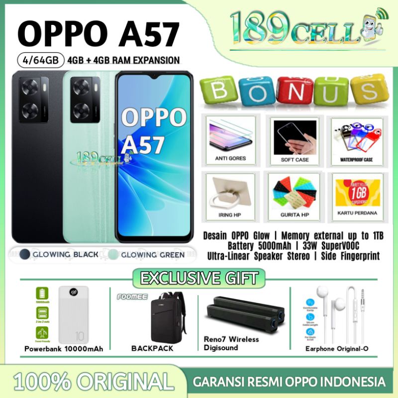 OPPO A57 A 57 2022 RAM 4/128 4/64 [4GB+4GB RAM EXPANSION] - A17 4/64 - A17k 3/64 GARANSI RESMI OPPO | A16e