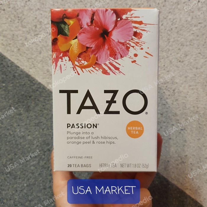 

ORIGINAL MURAH TAZO Tea Passion Hibiscus Orange Peel & Rose Hips teh herbal 20 bags