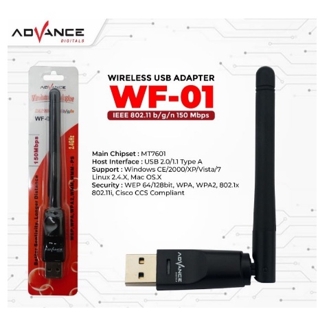 ITSTORE Advance USB Dongle Wifi Wireless Adapter Receiver WF-01 Komputer PC Laptop Set Top Box 150Mbps