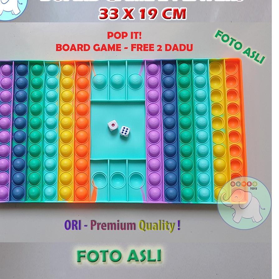 ➦ Pop It Board Game Persegi Panjang Battle Free Dadu Rainbow Jumbo ❄