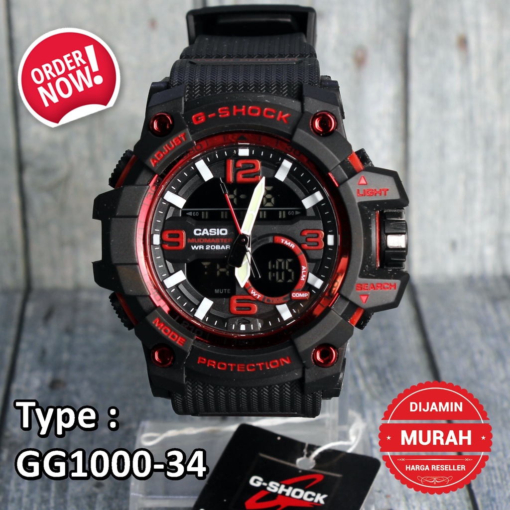 G Shock GG-1000 Army Jam tangan digital dual time pria &amp; anak anak anti air sporty hijau cream army