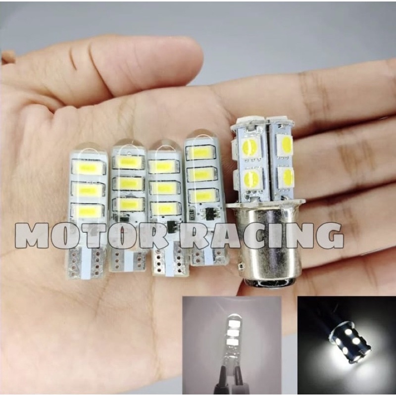 Paket Lampu Variasi Motor 4pcs Sen Jelly Non Flash/Diam Plus Lampu Stop 13 LED Kedip Univesal Semua Motor