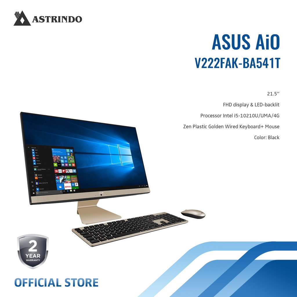 Asus AIO Desktop PC 21.5''/i5/4GB/1TB/FHD/WIN10 - (V222FAK-BA541T)