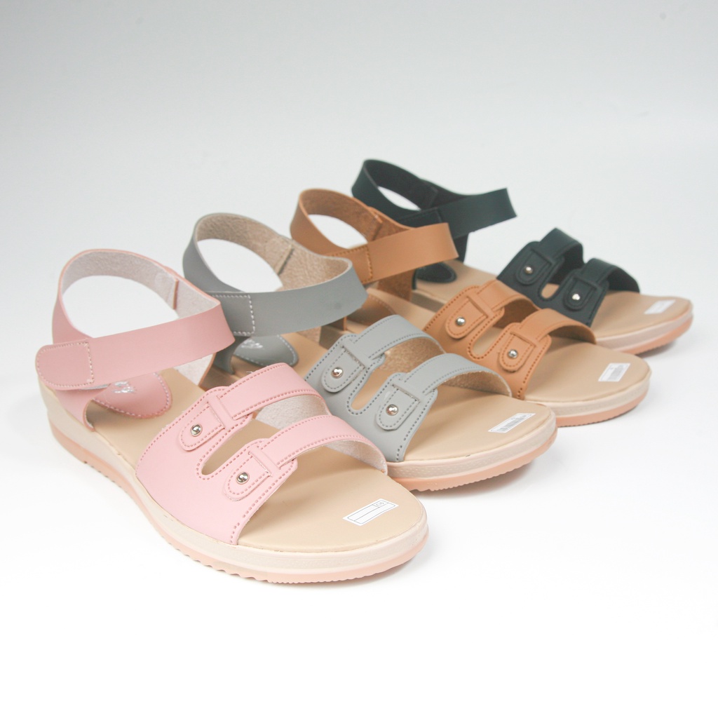 Sandal Wedges Wanita Slop Selop Casual Tali Line 11 AR