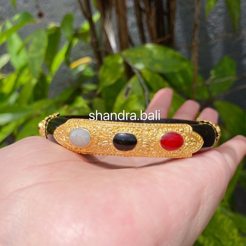 Gelang Uli Dewasa / Akar Bahar Plat Alpaka Permata Tridatu Emas Bali