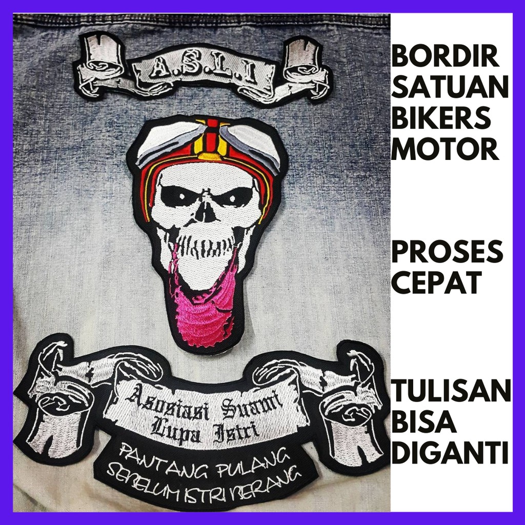 Bordir Patch Emblem Jaket Rompi Motor Jeans Pria Touring Trail Komunitas Gojek Grab Fashion Terbaru