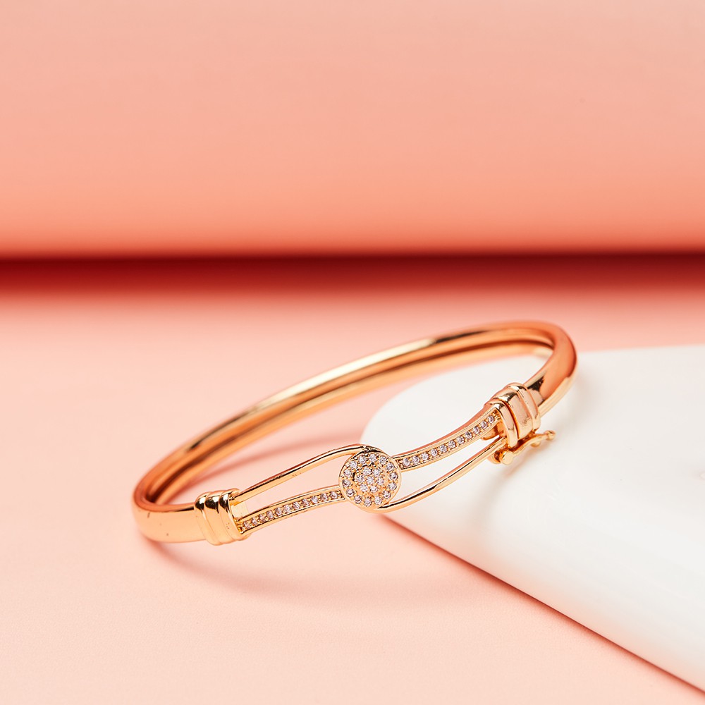 Y071 Gelang Wanita Model Baru Emas/Titanium/Anti Luntur Gelang Dewasa Murah Mata Zirkon Gelang Lapis Emas Imitasi-3