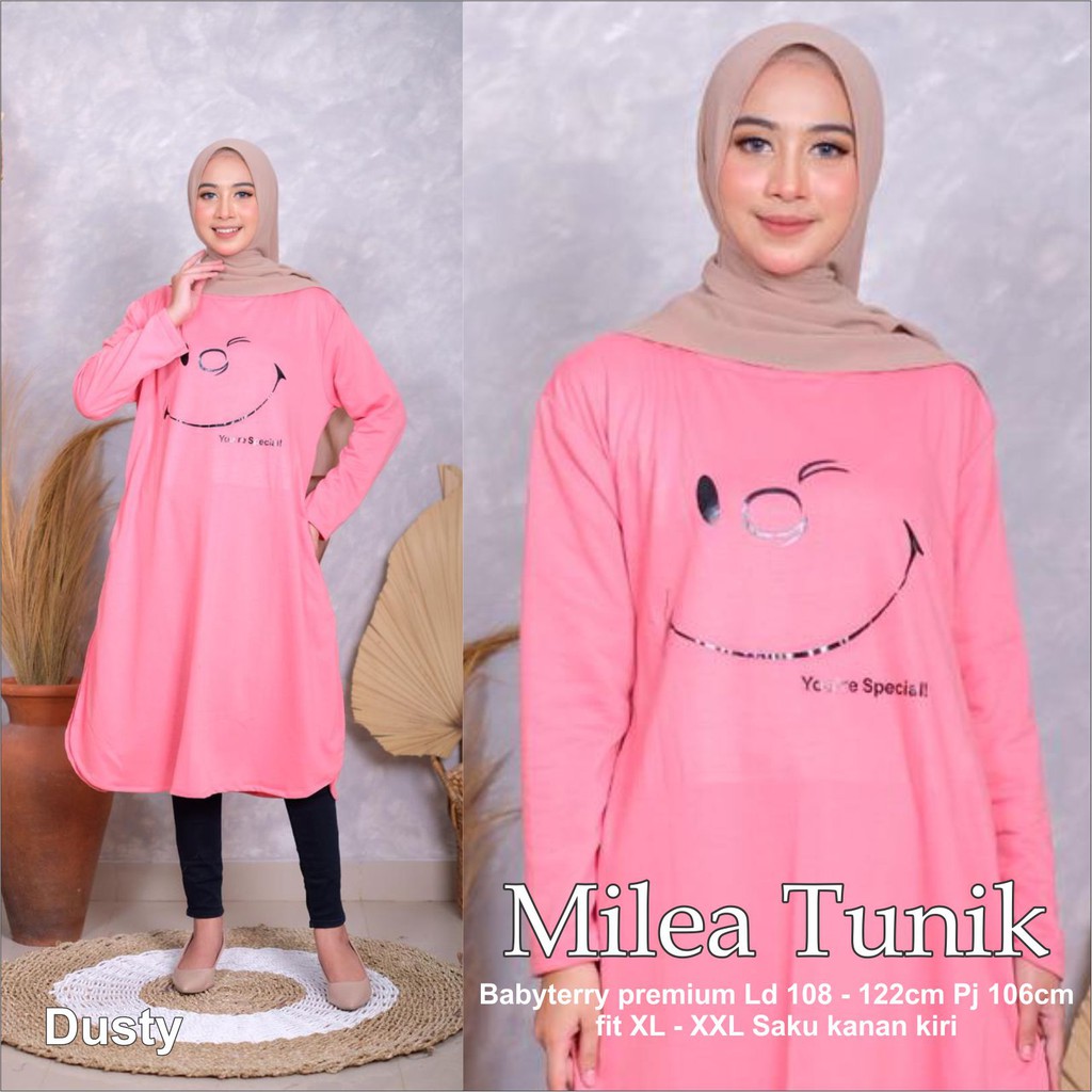 Milea Tunik Jumbo Big Size | Tunik Wanita Smile Kekinian Terbaru Terlaris | Tunik Wanita Muslim