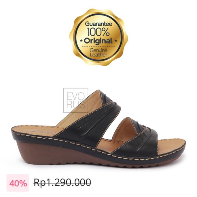 Sandal Scholl C12 Black Memory Cushion 100% Original Wedges Kulit Asli TERHEBOH