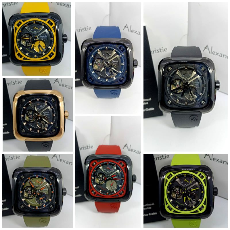 Jam Tangan Pria Alexandre Chtistie Automatic 6577 AC6577 AC 6577 Tali Karet / Rubber