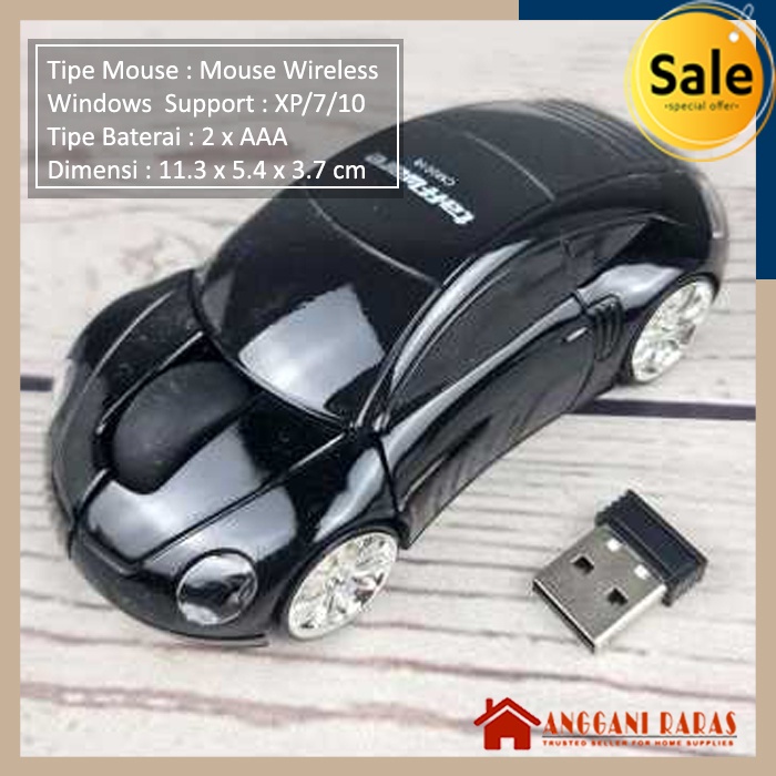 Mouse Bloototh Mouse Laptop Tanpa kabel Model Mobil Taffware