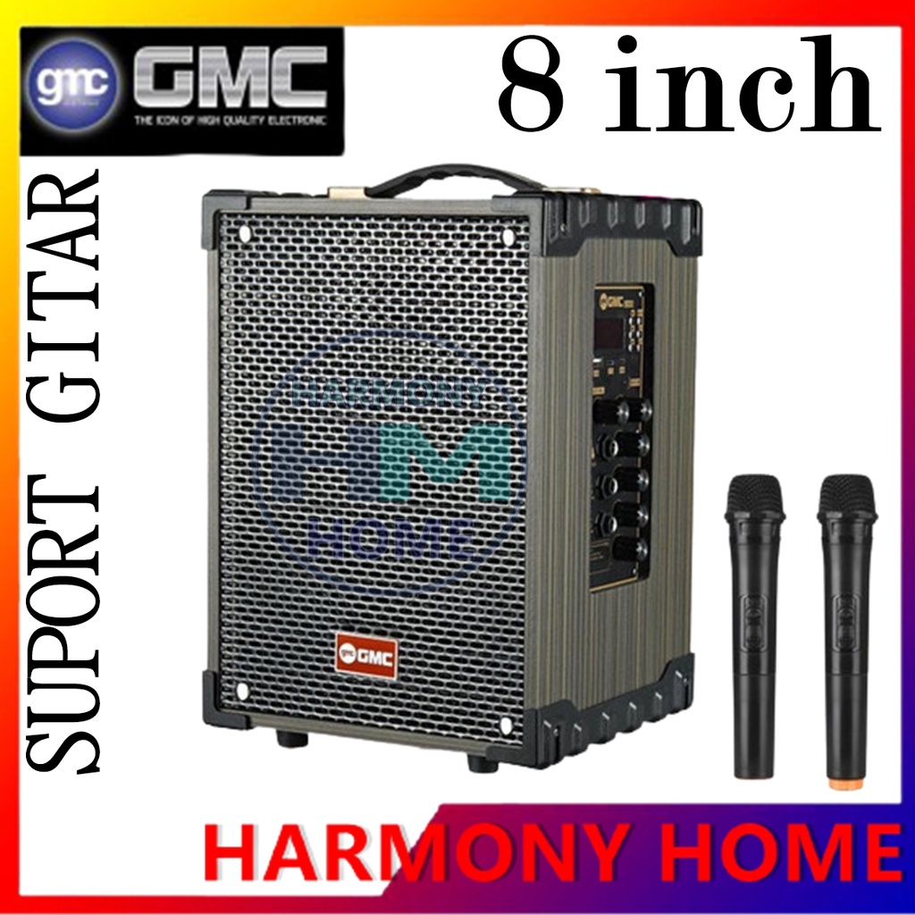 Speaker Portable GMC 899Q / 899P Bluetooth Karaoke Guitar XBass 2 Mic Wireless Original