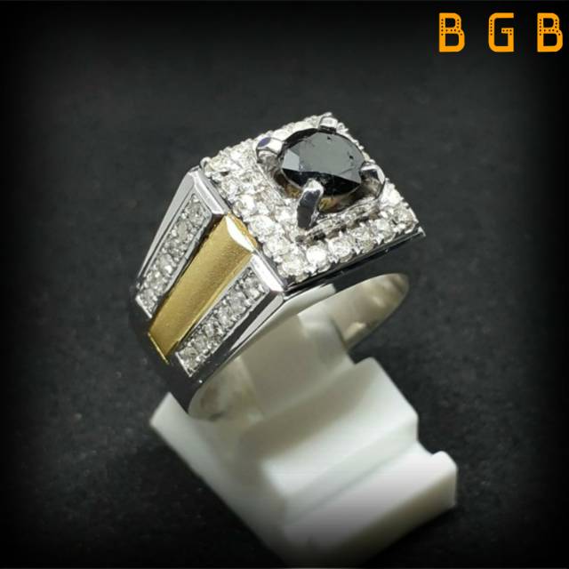 ASLI Cincin Pria Berlian Hitam