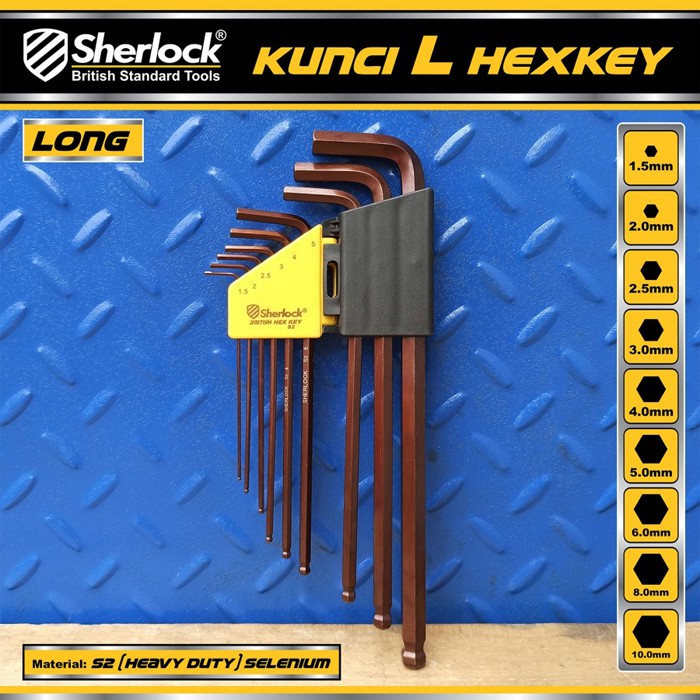 Kunci L Hexkey Set 9pcs - Sherlock Matrial S2 Kunci L (Panjang)