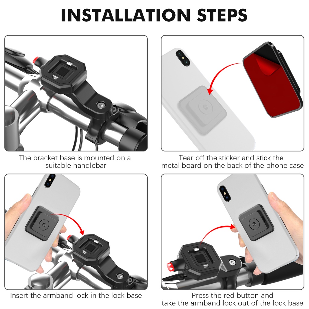 Holder Handphone / GPS Rotasi 360 Derajat Adjustable Untuk Stang Sepeda Gunung / Motor