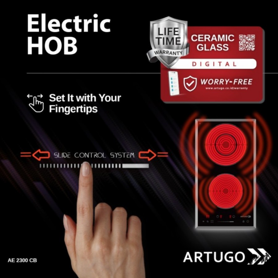 Artugo Built In Electric Induction Hob AE 2300 CB Panjang 30 cm
