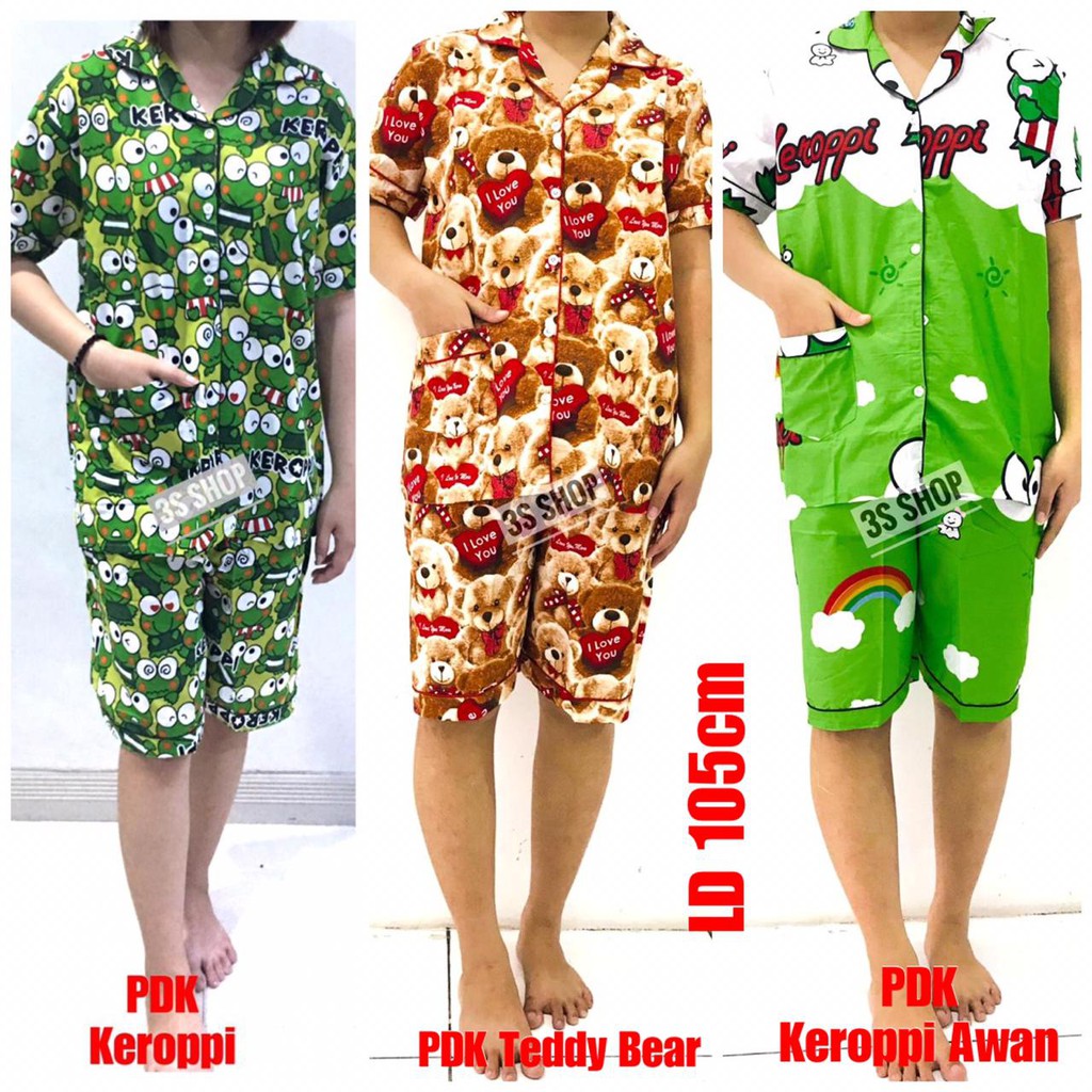  BAJU  TIDUR PIYAMA DEWASA  PENDEK KATUN TSUM DORAEMON  KITTY 