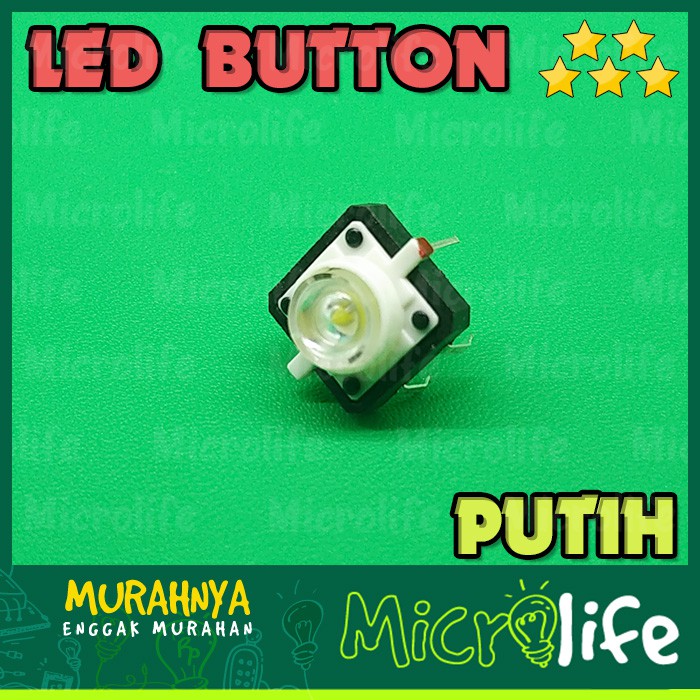 TOMBOL LED NYALA PUTIH 12x12x7.3MM