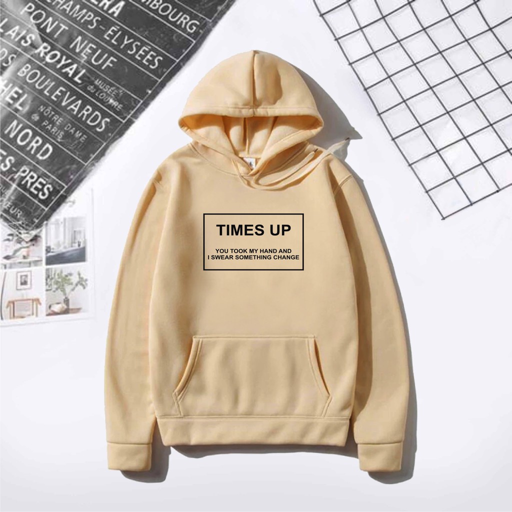 FenishaStore Sweater Hoodie Pria Dan Wanita TIMES UP Kantong Depan Bisa Bayar Ditempat COD